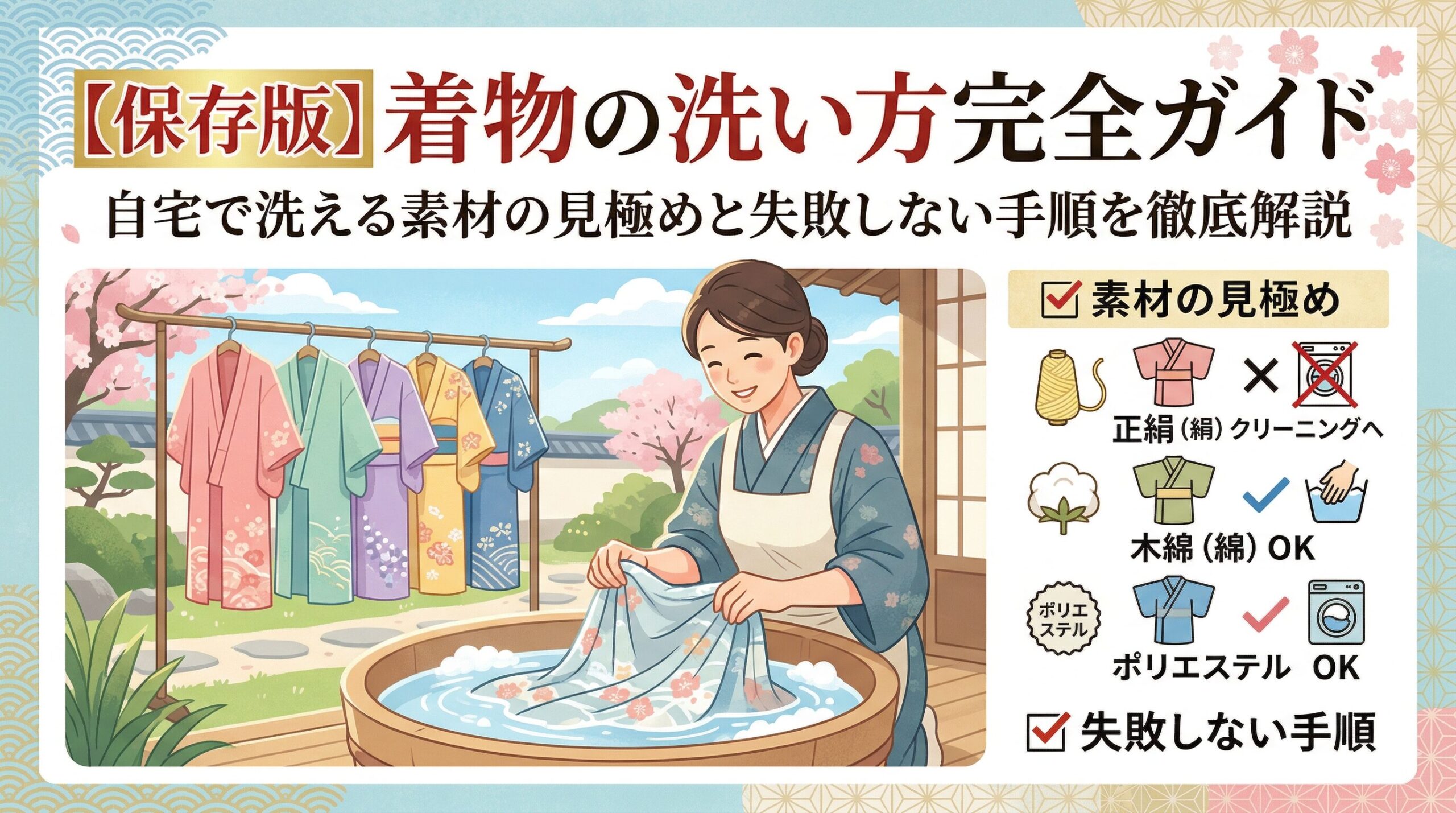 【保存版】着物の洗い方完全ガイド｜自宅で洗える素材の見極めと失敗しない手順を徹底解説